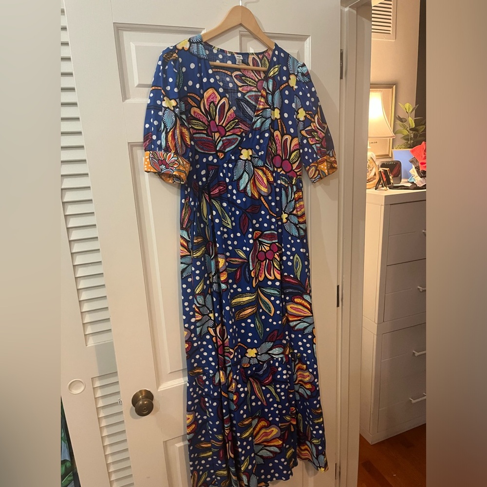 Tabitha Orange Red Puff Sleeve Maxi Dress